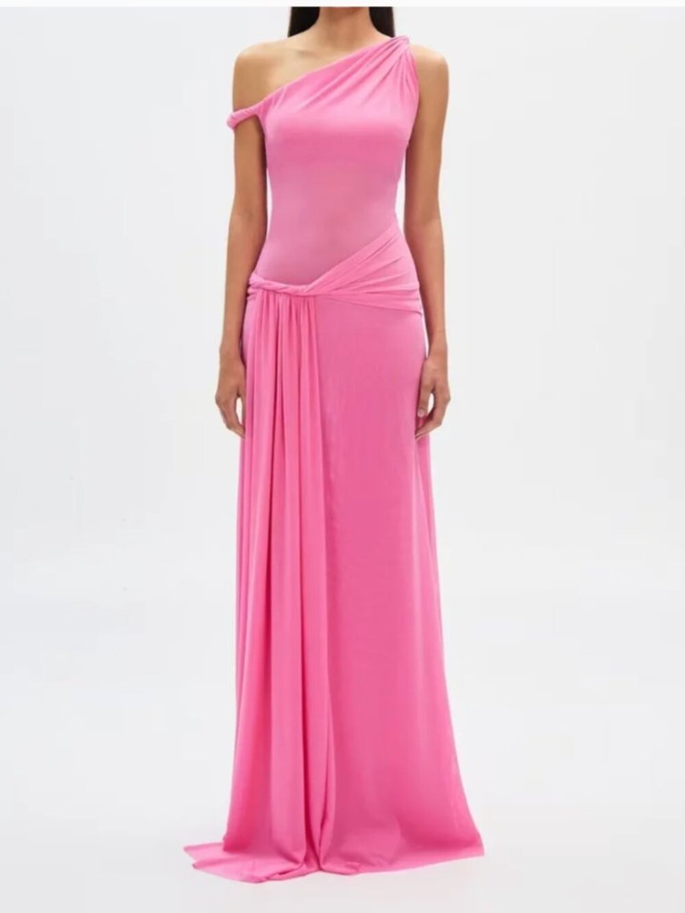 MISHA COLLECTION Pink One-Shoulder Draped Maxi Dress
